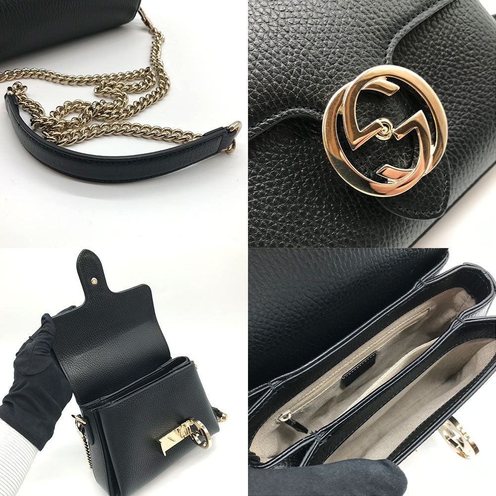 Gucci Interlocking G Leather Chain Shoulder Bag 607720