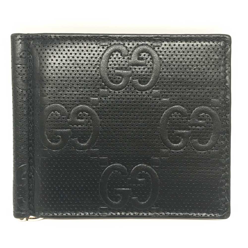 Gucci Leather Money Clip Wallet Black in Very Good Condition