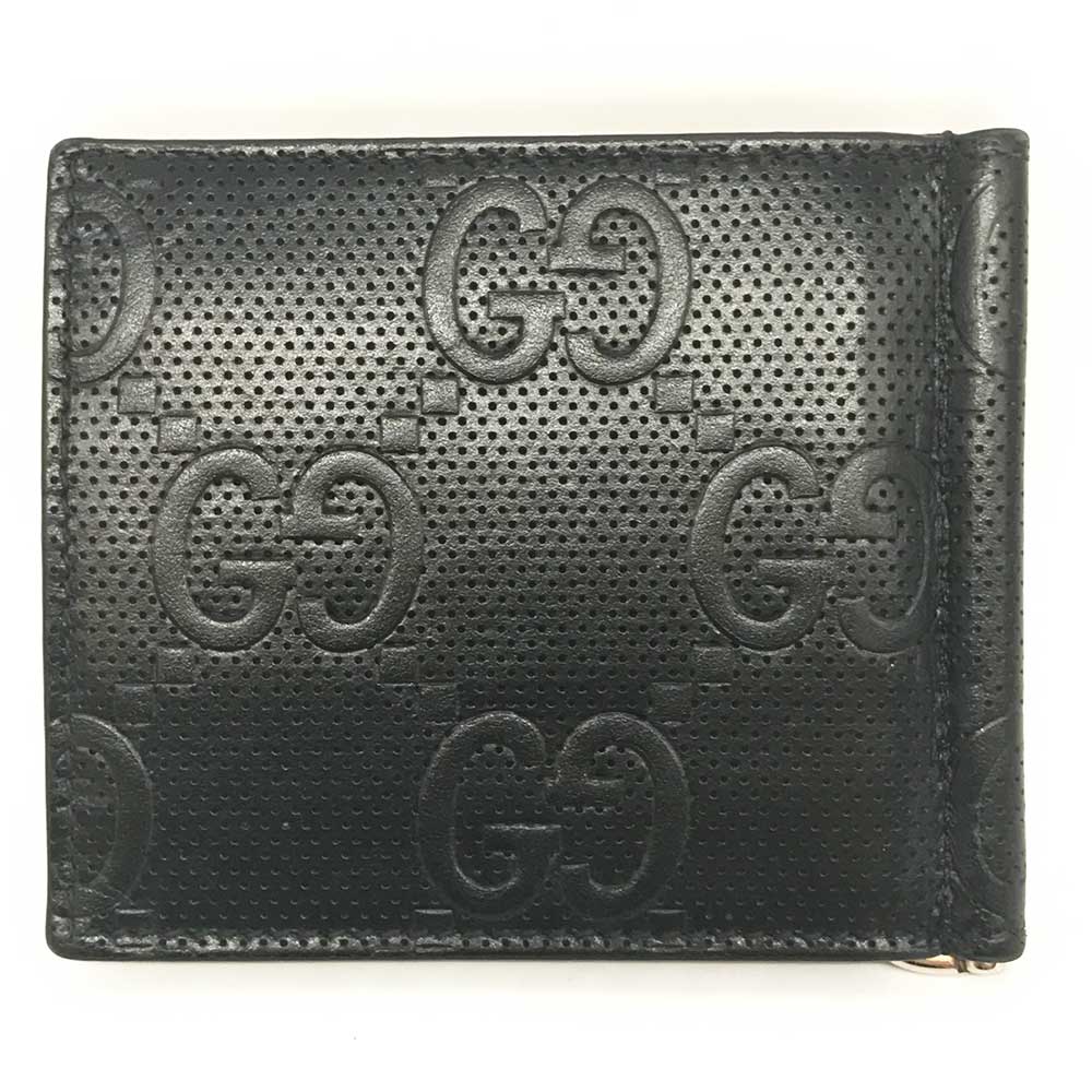 Gucci Leather Money Clip Wallet Black in Very Good Condition