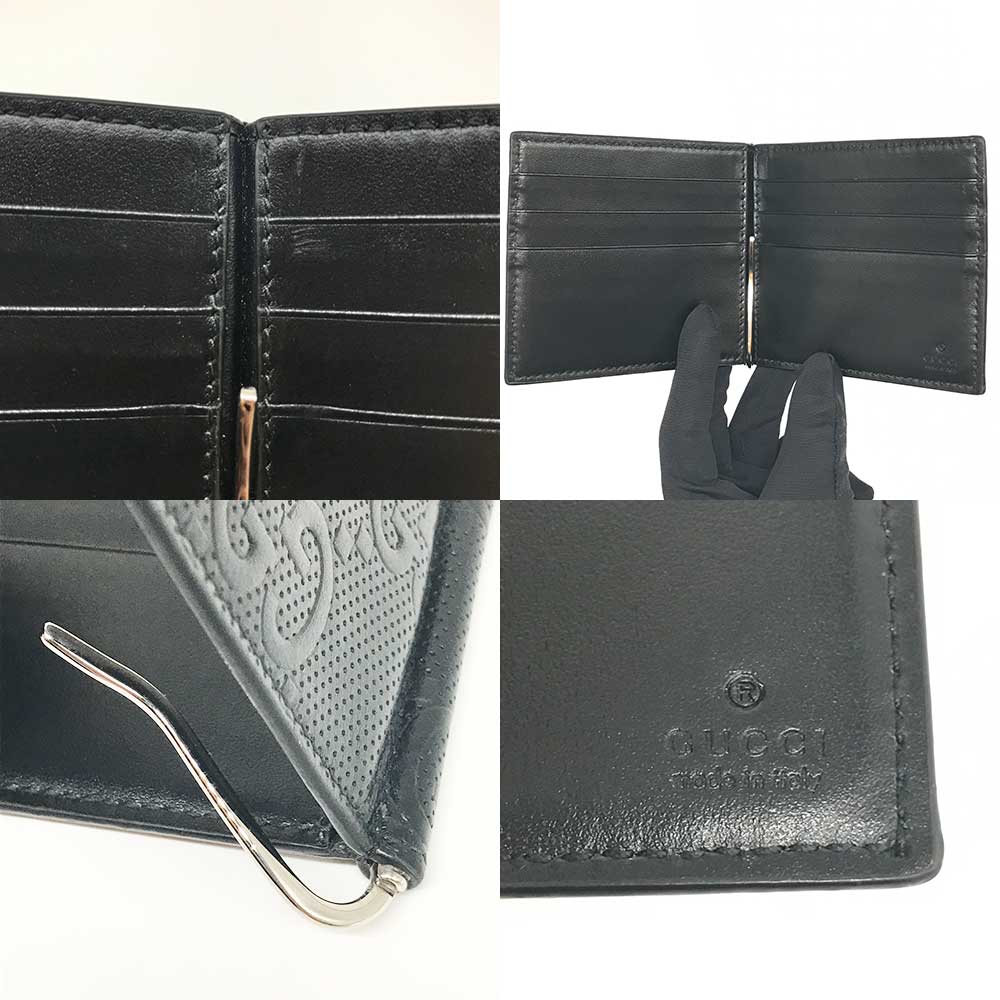 Gucci Leather Money Clip Wallet Black in Very Good Condition