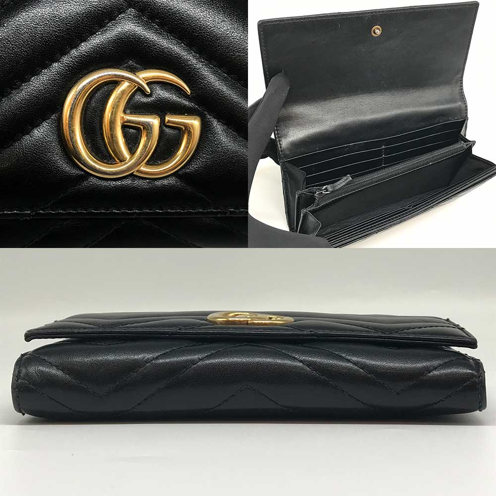 Gucci GG Marmont Leather Continental Wallet 443436 in Very Good Condition