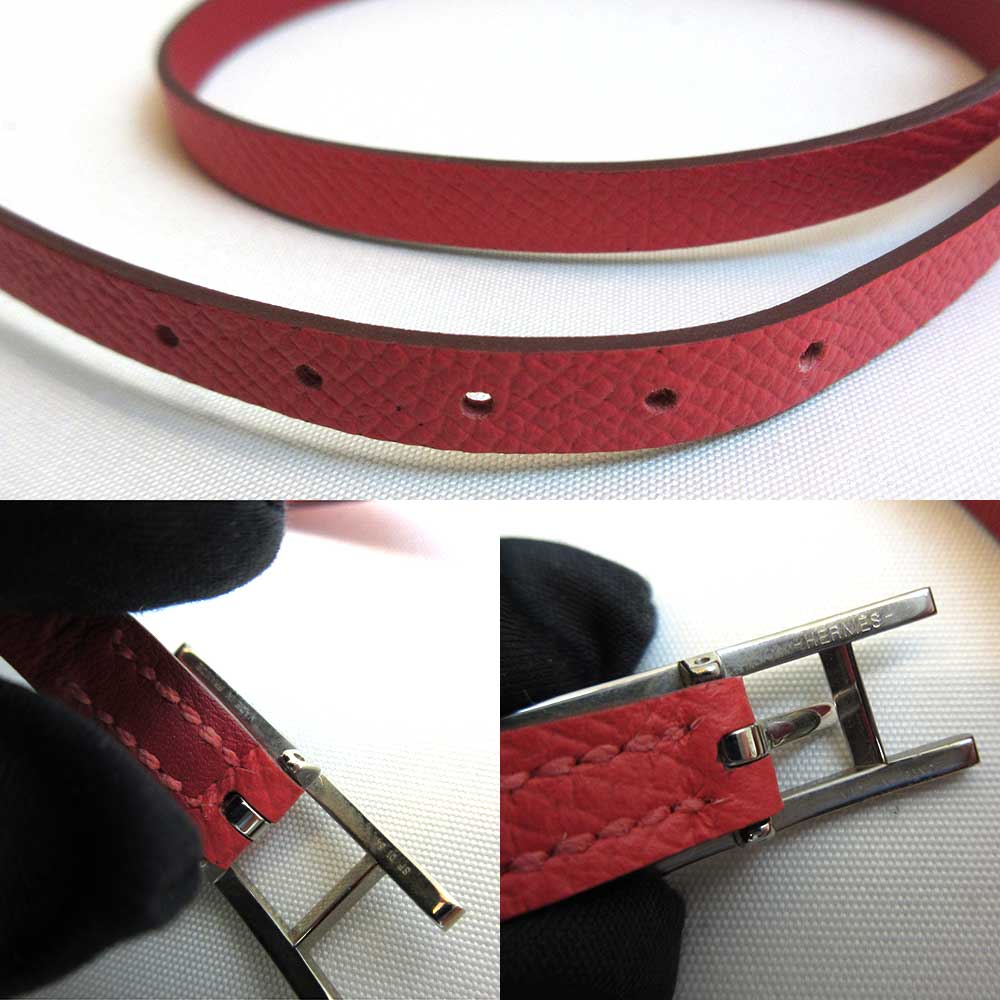 Hermes Double Tour Leather Bracelet Salmon Pink in Pristine Condition