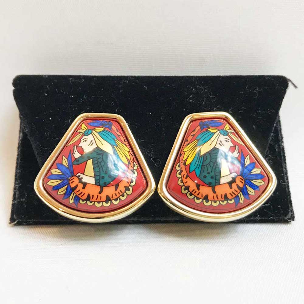 Hermes Metal Enamel Earrings 2.7cm×2.5cm×0.6cm