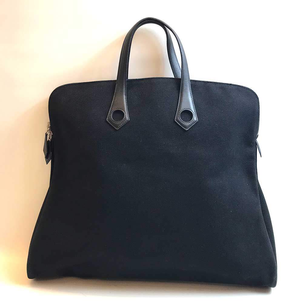 Hermes Sac a Depeches GM Canvas Leather Tote Bag