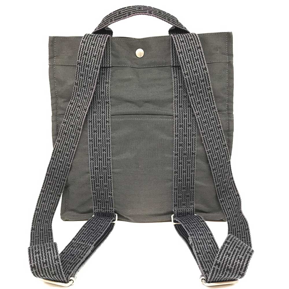 Hermes Herline Ad MM Canvas Backpack H Logo Gray Black