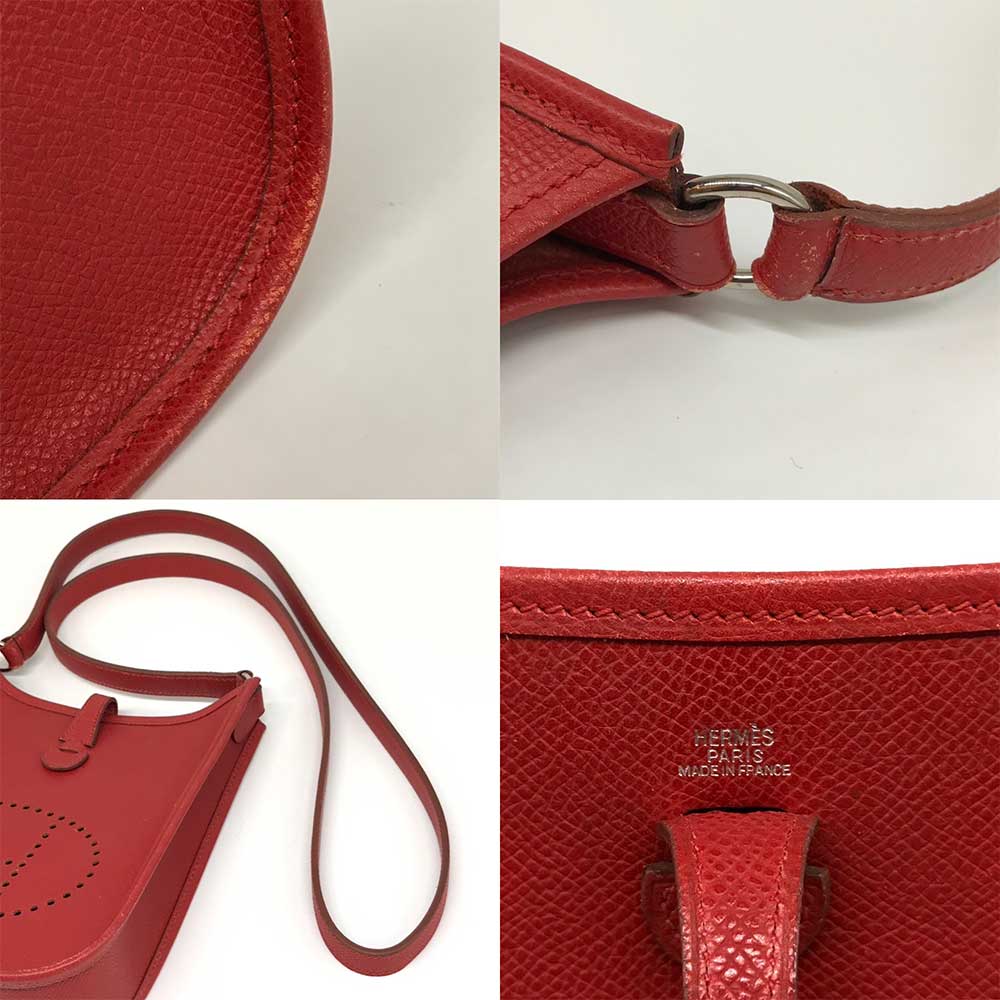 Hermes Evelyne TPM Leather Shoulder Bag Red