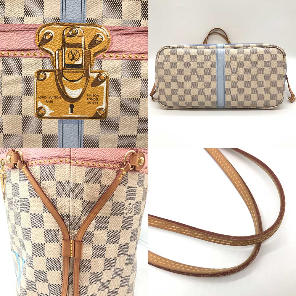 Louis Vuitton Damier Azur Neverfull MM Summer Trunk Collection Tote N41065 in Very Good Condition