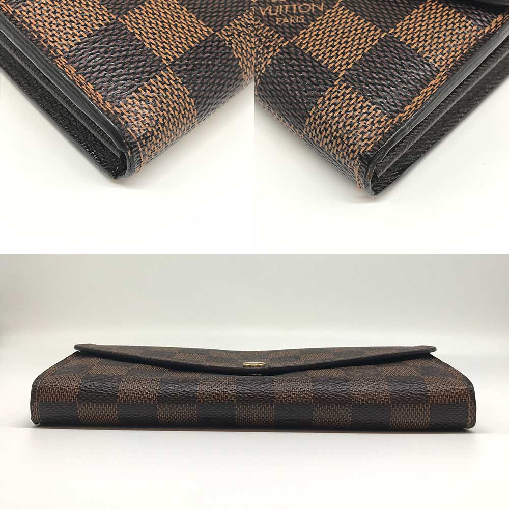 Louis Vuitton Damier Ebene Sarah Long Wallet Brown