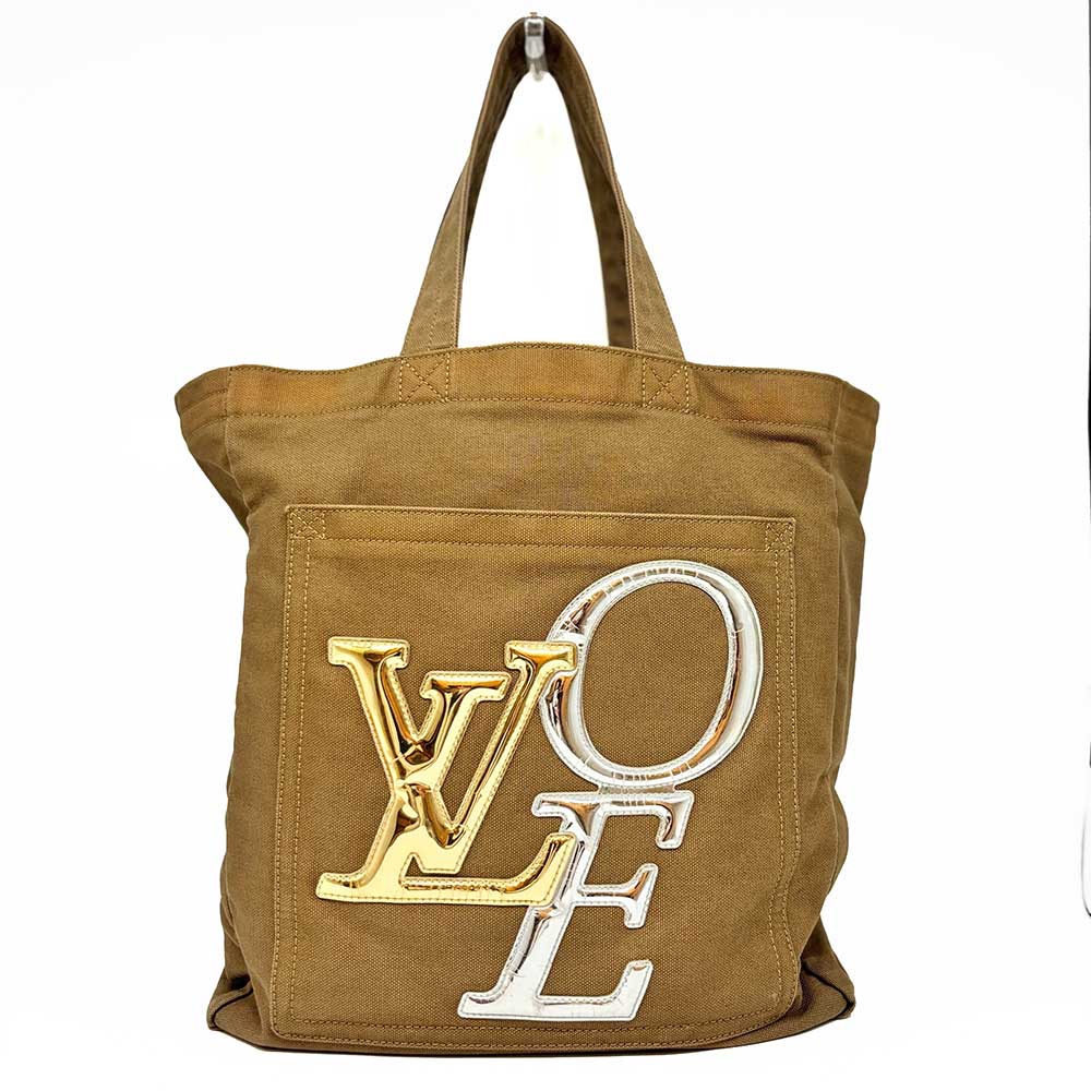 Louis Vuitton That's Love Canvas Tote Bag Camel Gold Silver in Very Good Condition