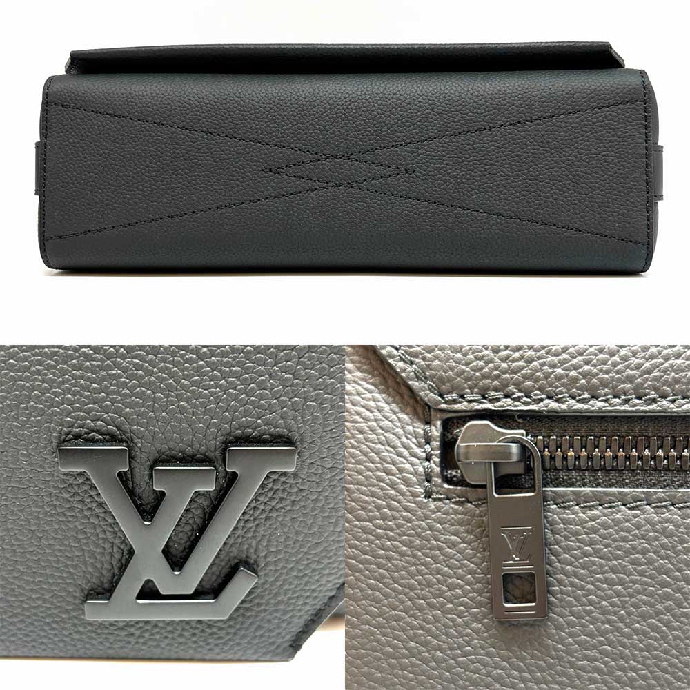 Louis Vuitton Takeoff Messenger Bag Leather Black