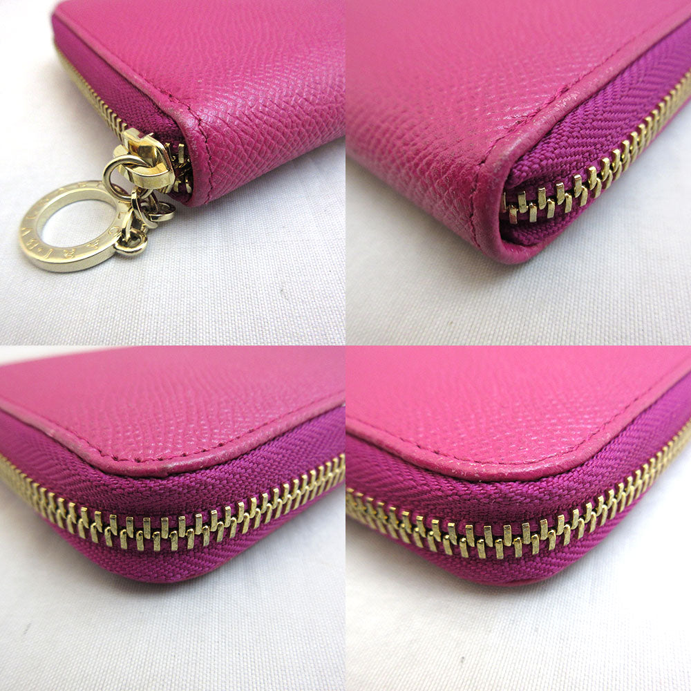 Bvlgari Leather Long Wallet Pink