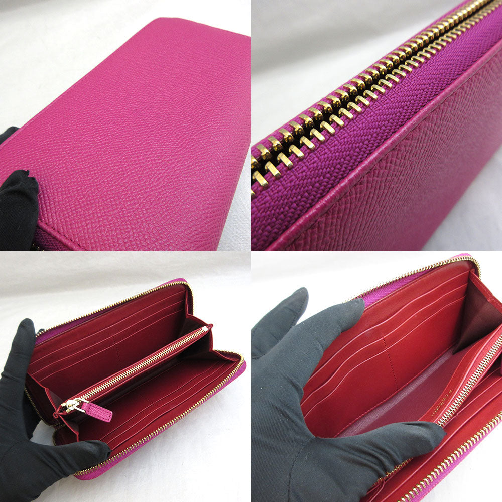 Bvlgari Leather Long Wallet Pink