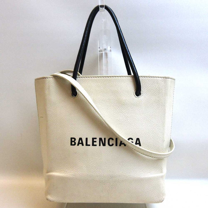 Balenciaga Leather Shopping Tote XXS White Handbag