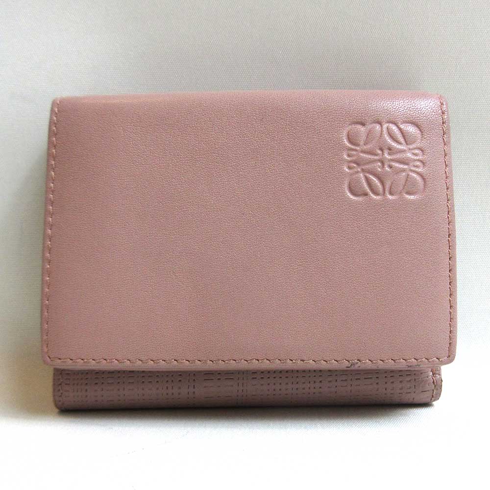 Loewe Leather Trifold Wallet Pink