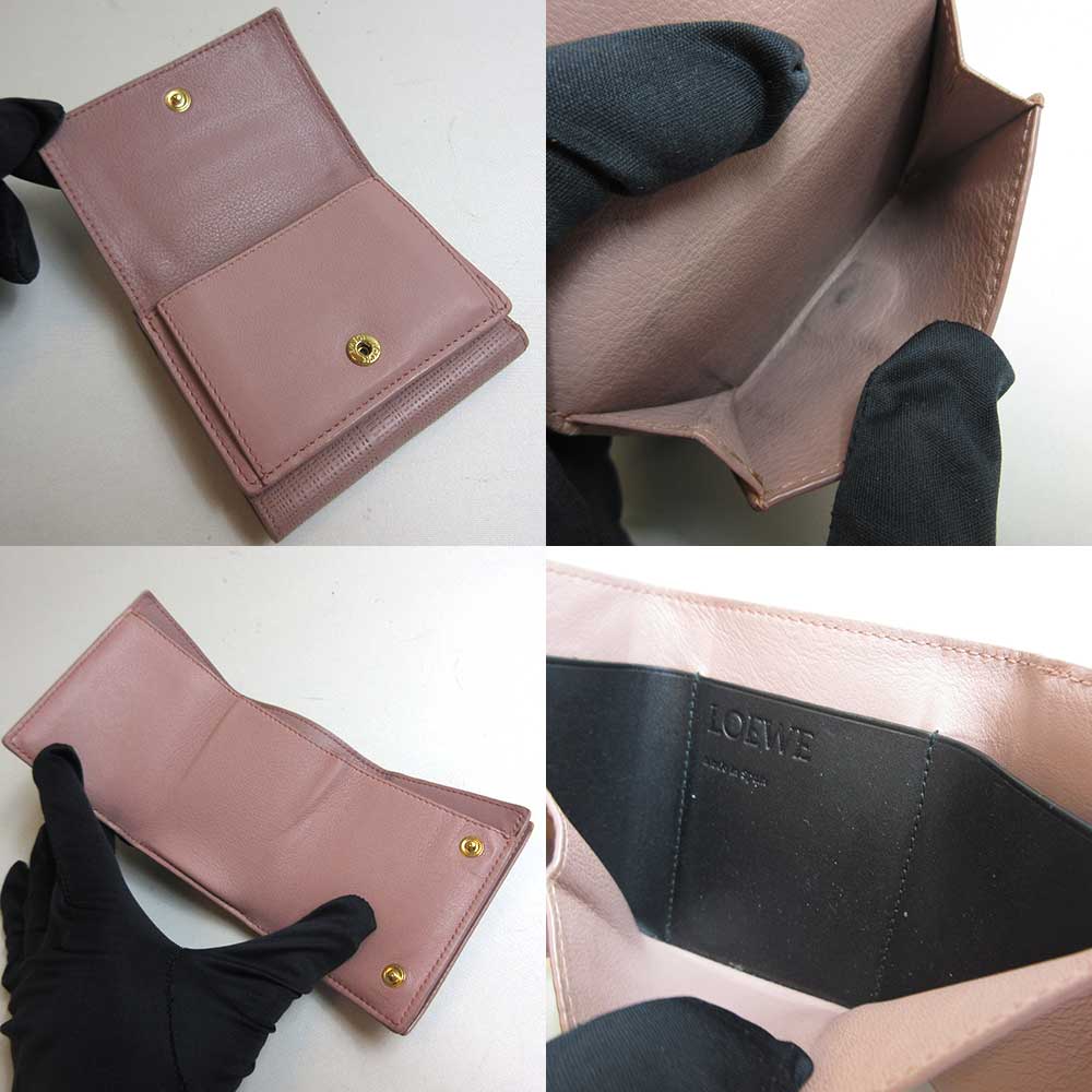 Loewe Leather Trifold Wallet Pink