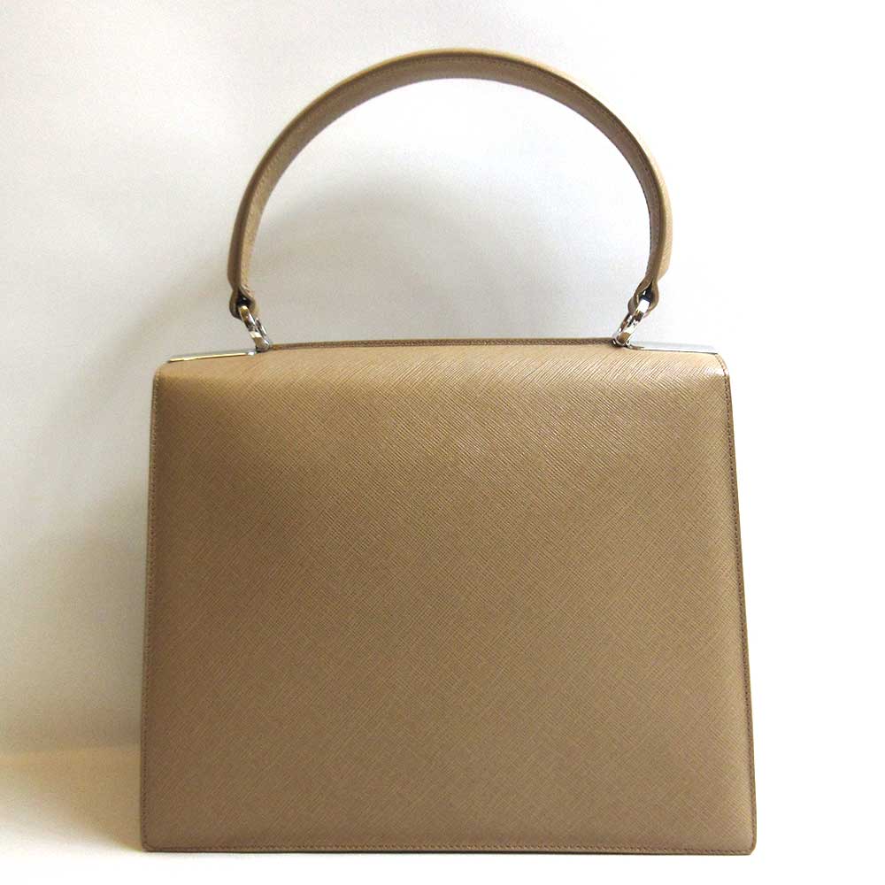 Salvatore Ferragamo Leather One Handle Beige Handbag in Great Condition