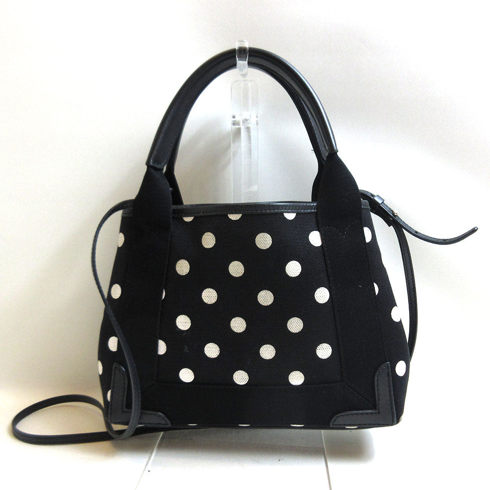 Balenciaga Navy Cabas XS Canvas Bag Black White Dots