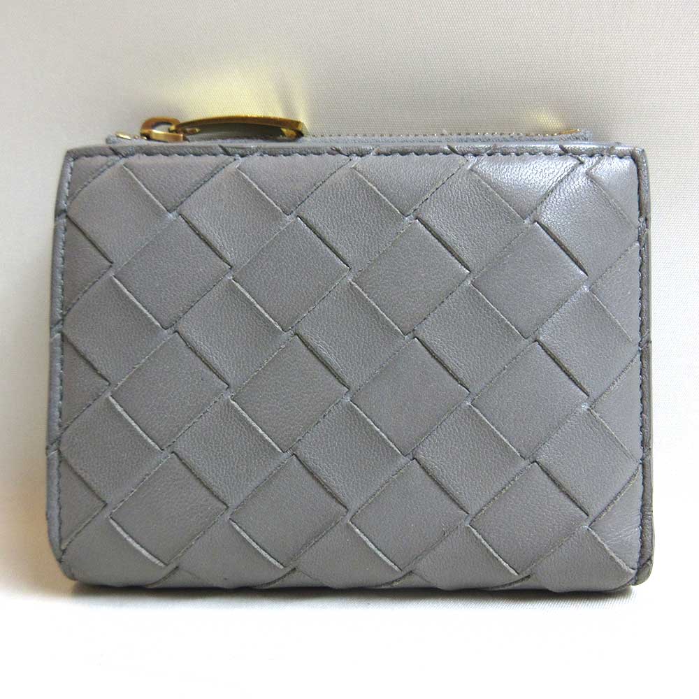 Bottega Veneta Leather Mini Wallet Gray