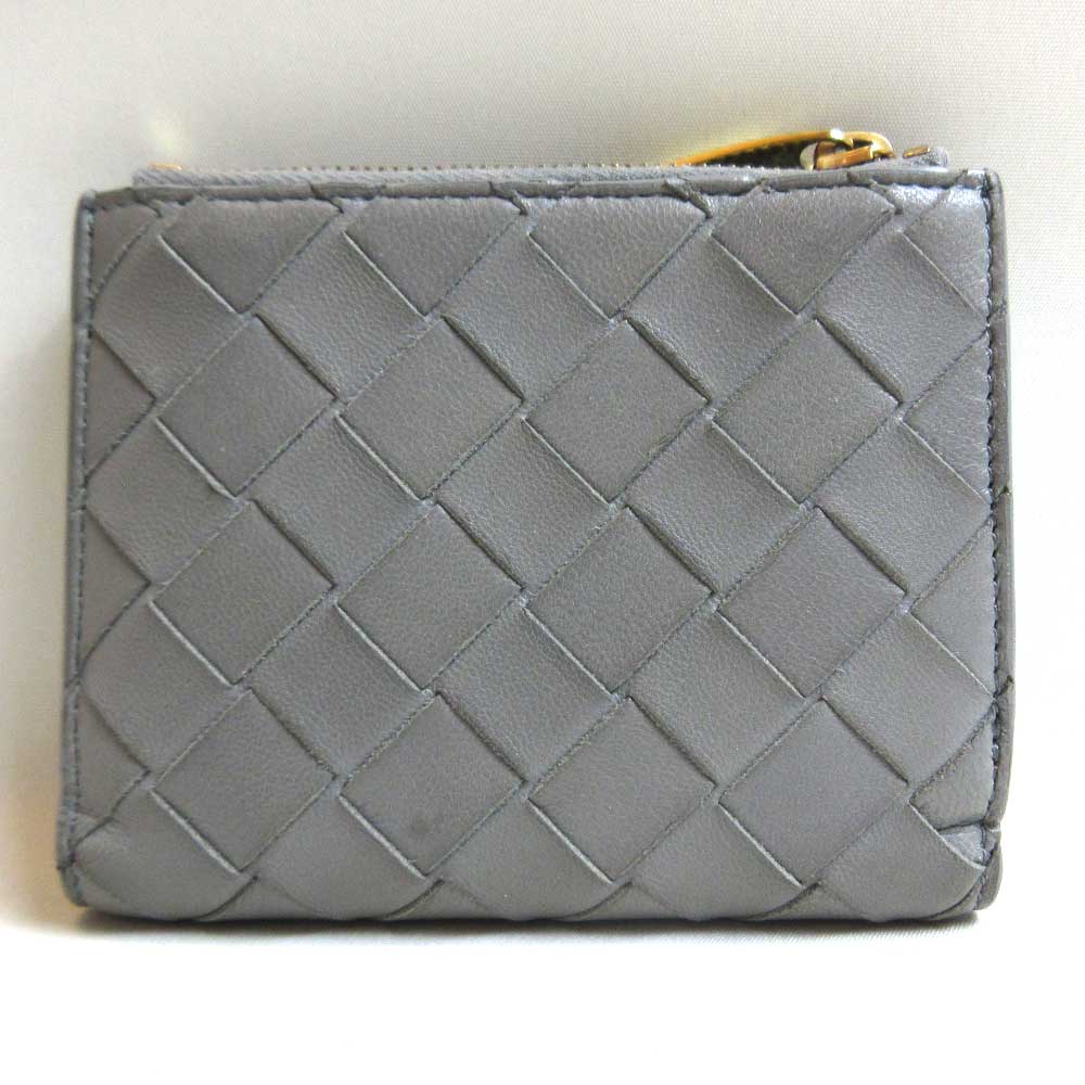 Bottega Veneta Leather Mini Wallet Gray in Very Good Condition