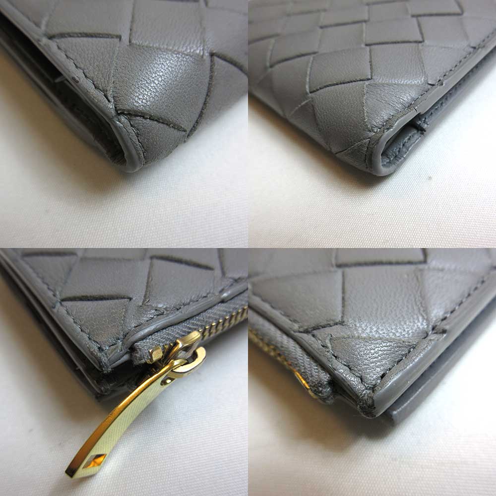 Bottega Veneta Leather Mini Wallet Gray in Very Good Condition