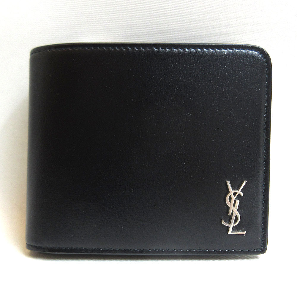 Yves Saint Laurent Leather Bifold Wallet Black in Great Condition