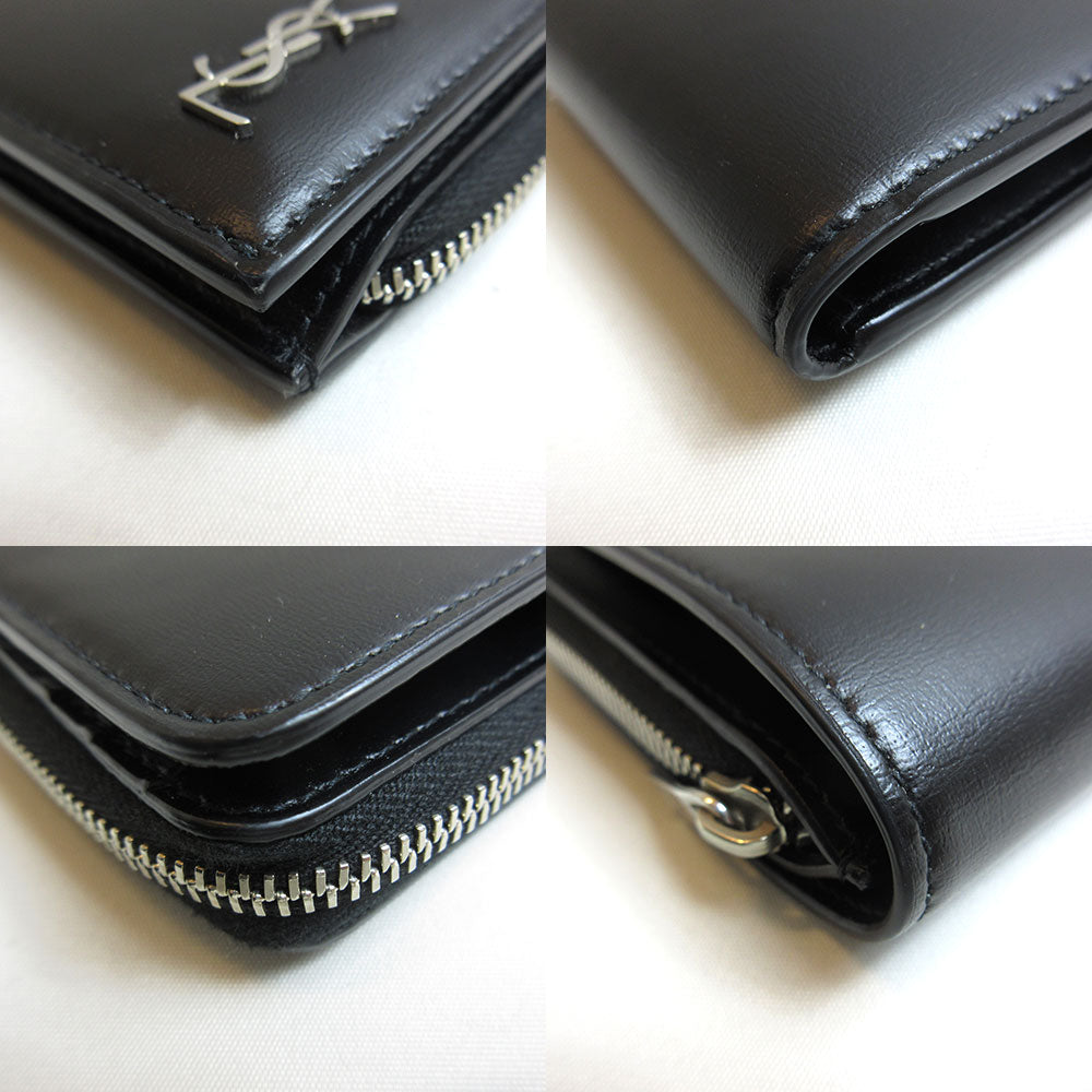 Yves Saint Laurent Leather Bifold Wallet Black in Great Condition