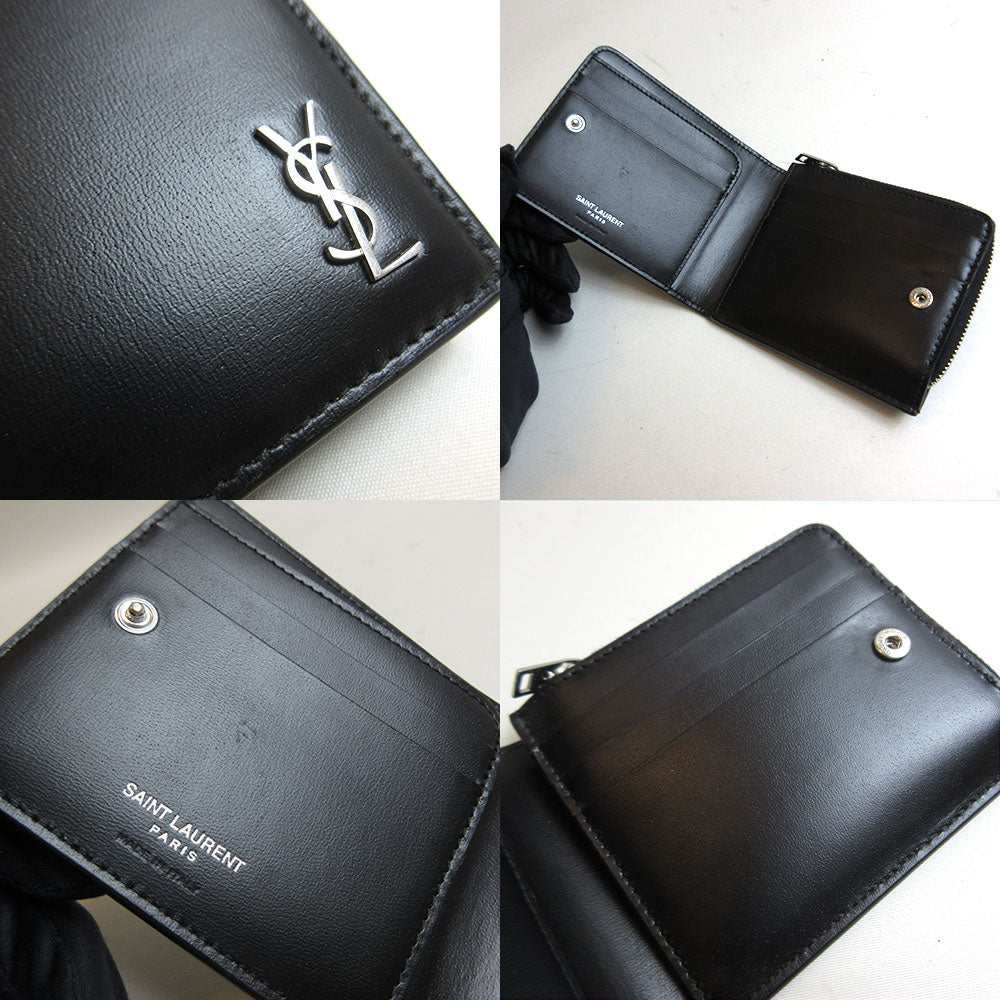 Yves Saint Laurent Leather Bifold Wallet Black in Great Condition