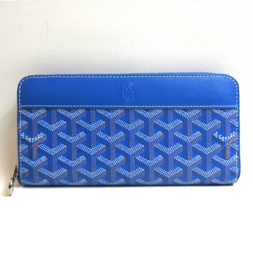 Goyard Matignon Zip GM Wallet PVC Leather Blue in Great Condition