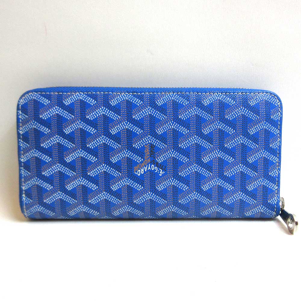 Goyard Matignon Zip GM Wallet PVC Leather Blue in Great Condition