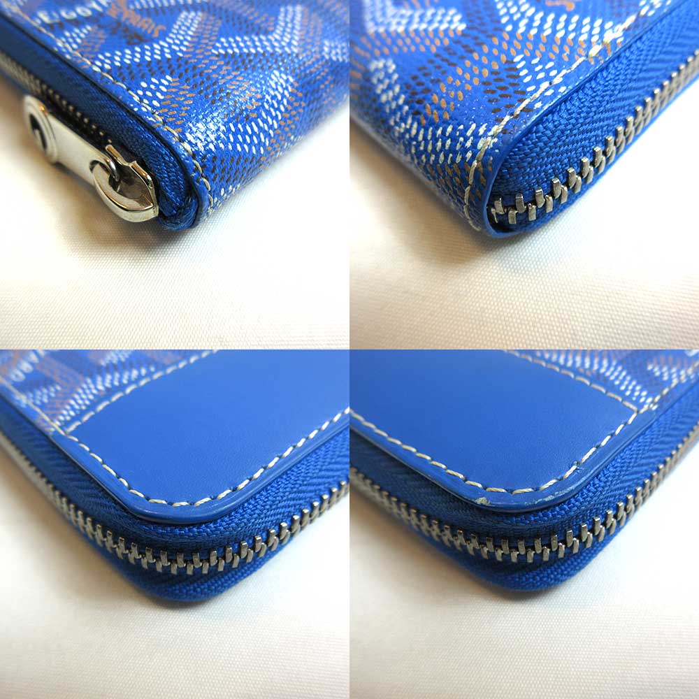 Goyard Matignon Zip GM Wallet PVC Leather Blue in Great Condition