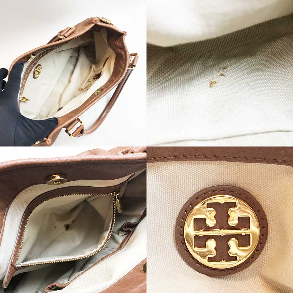 Tory Burch Leather 2-Way Shoulder Bag Brown