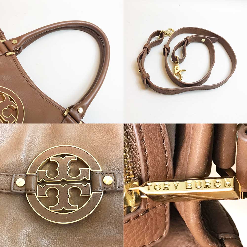 Tory Burch Leather 2-Way Shoulder Bag Brown