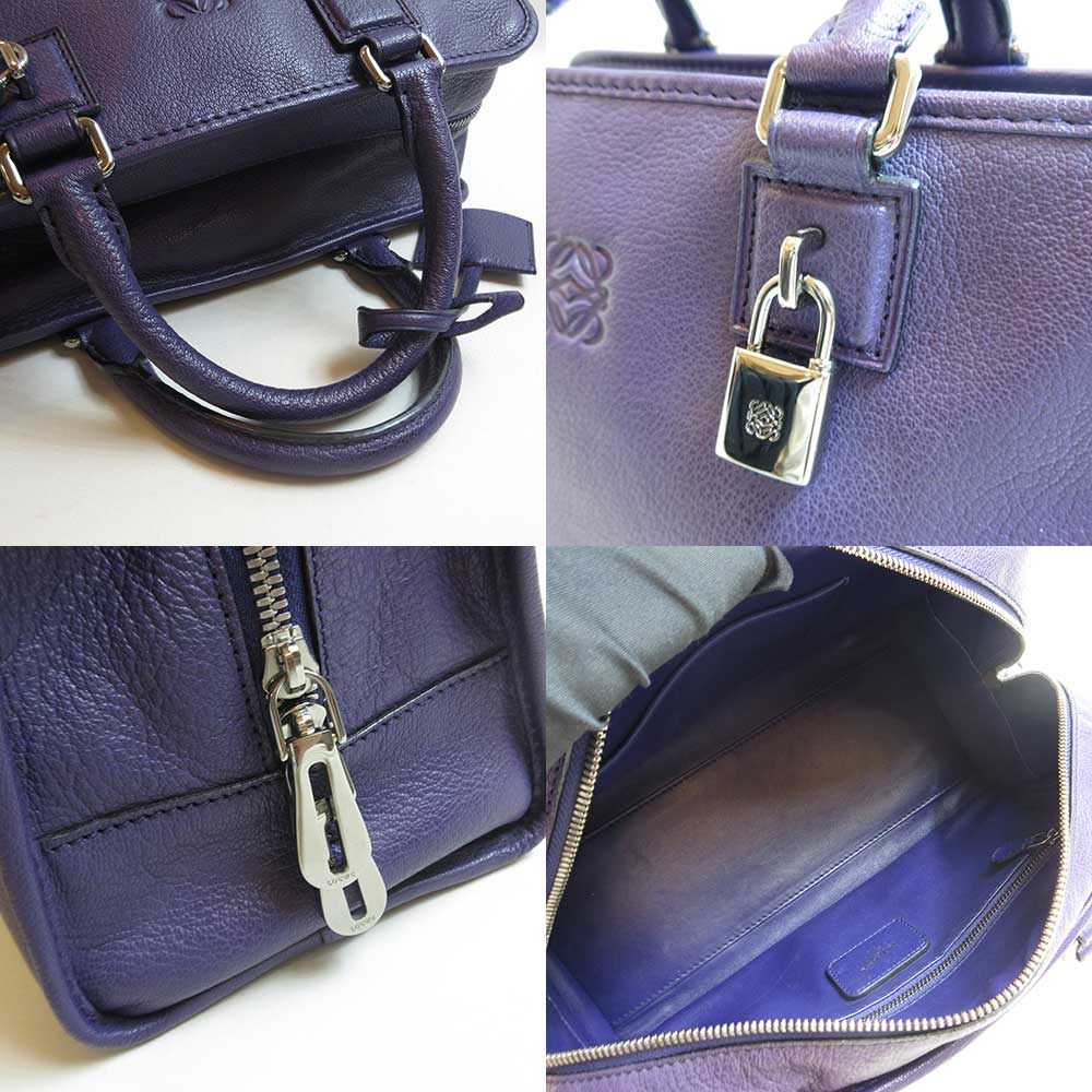 Loewe Leather Amazona 28 Handbag Purple