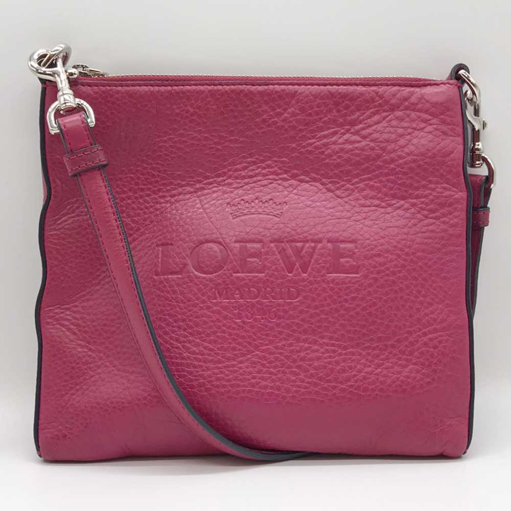 Loewe Leather Heritage Shoulder Bag Anagram Pink in Great Condition