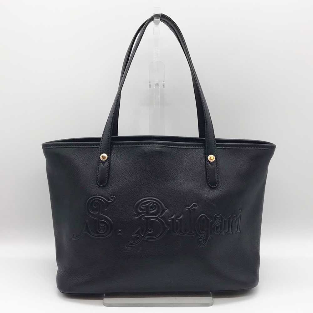 Bvlgari Leather Tote Bag Collezione Black Used