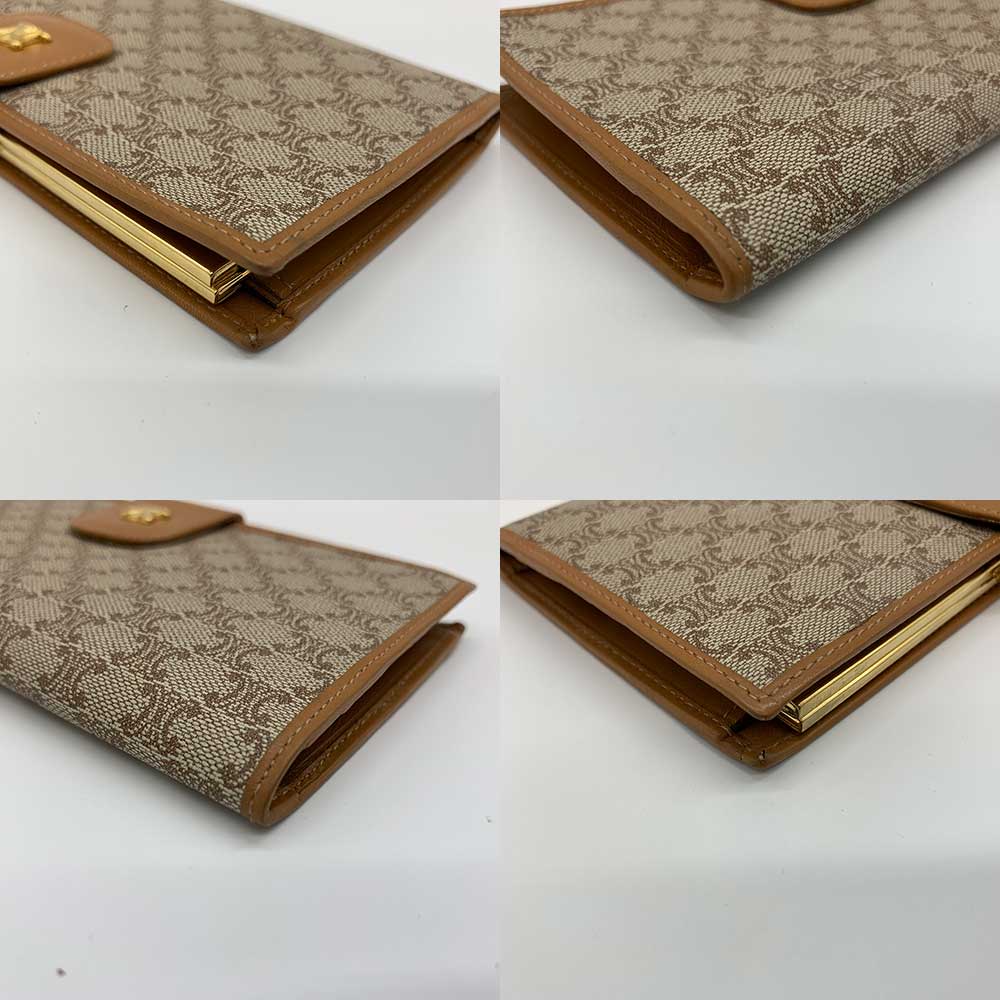 Celine Triomphe Pattern Long Wallet Beige Brown in Great Condition