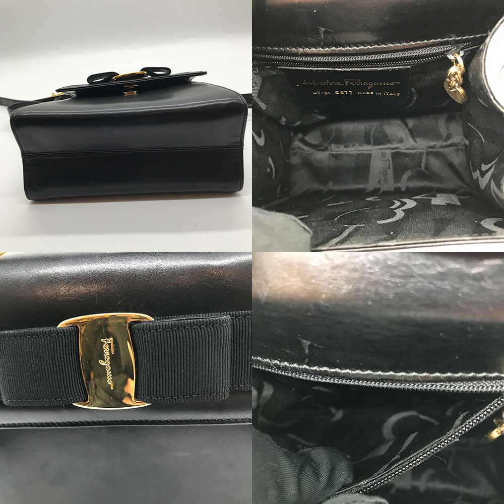 Salvatore Ferragamo Leather 2WAY Handbag with Vara Strap in Very Good Condition