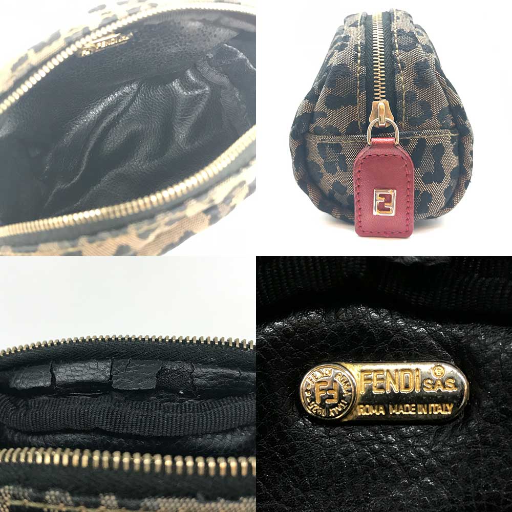 Fendi Canvas Leather Pouch Makeup Bag in Good Condition