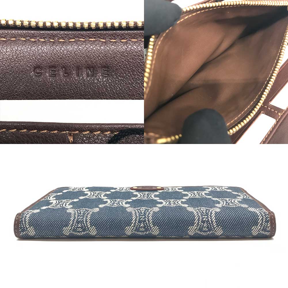 Celine Denim Leather Long Wallet in Very Good Condition