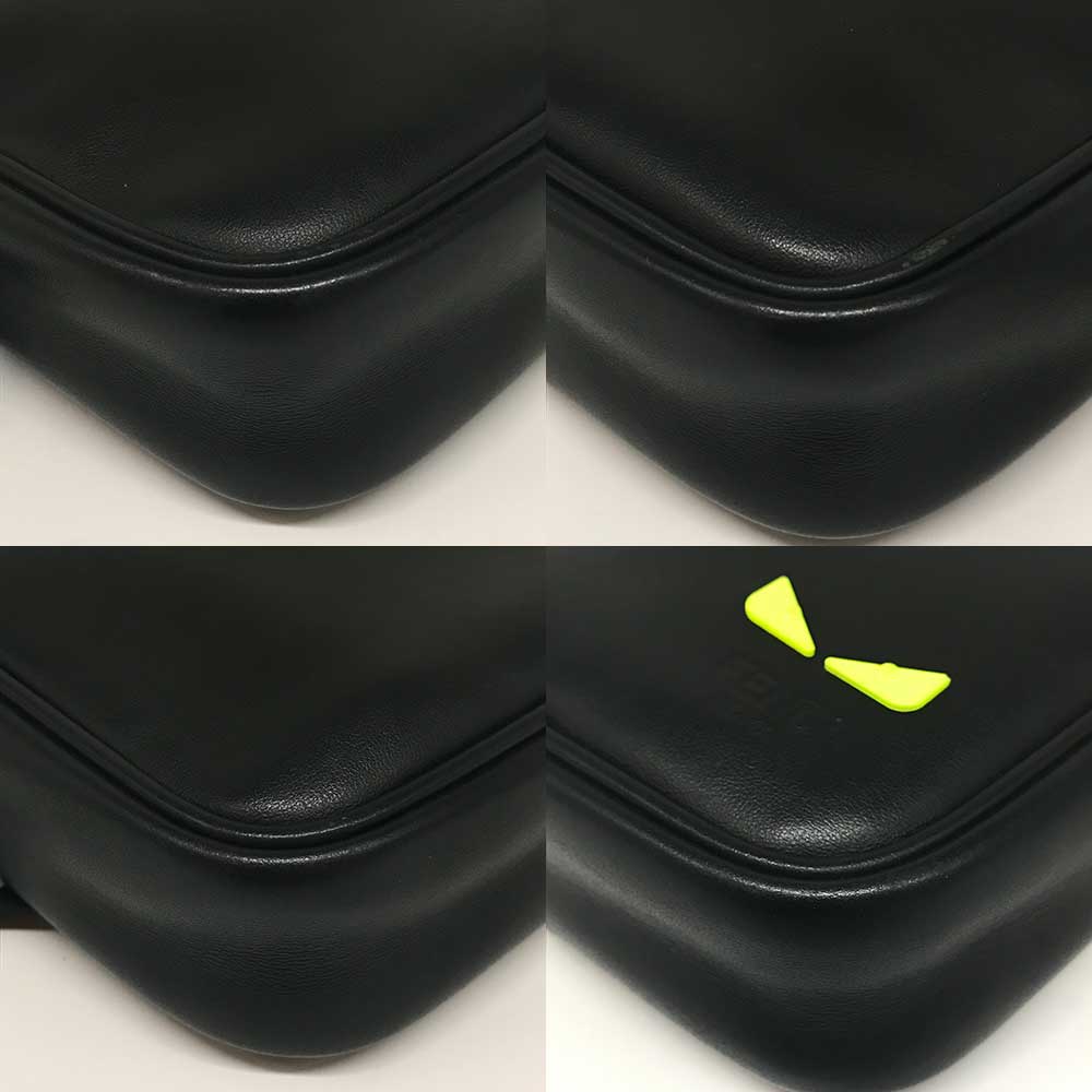 Fendi Leather Shoulder Bag ICU Black Neon Yellow in Very Good Condition