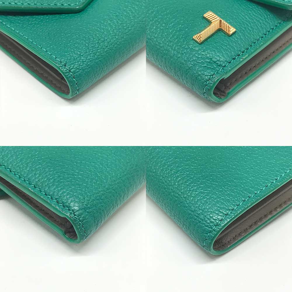 Tiffany & Co Goat Leather Emerald T Wallet