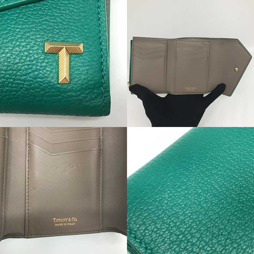 Tiffany & Co Goat Leather Emerald T Wallet