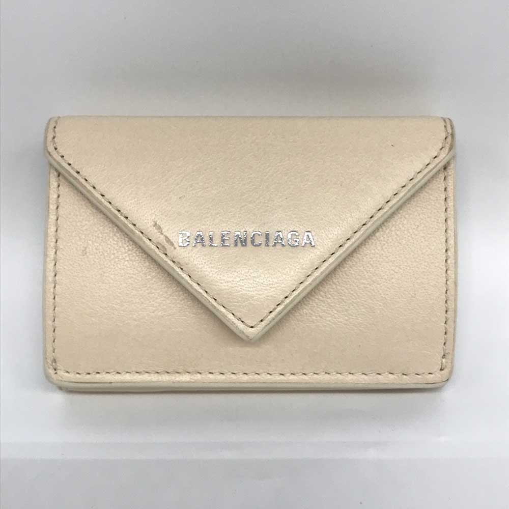 Balenciaga Paper Mini Wallet Ivory White Beige in Very Good Condition