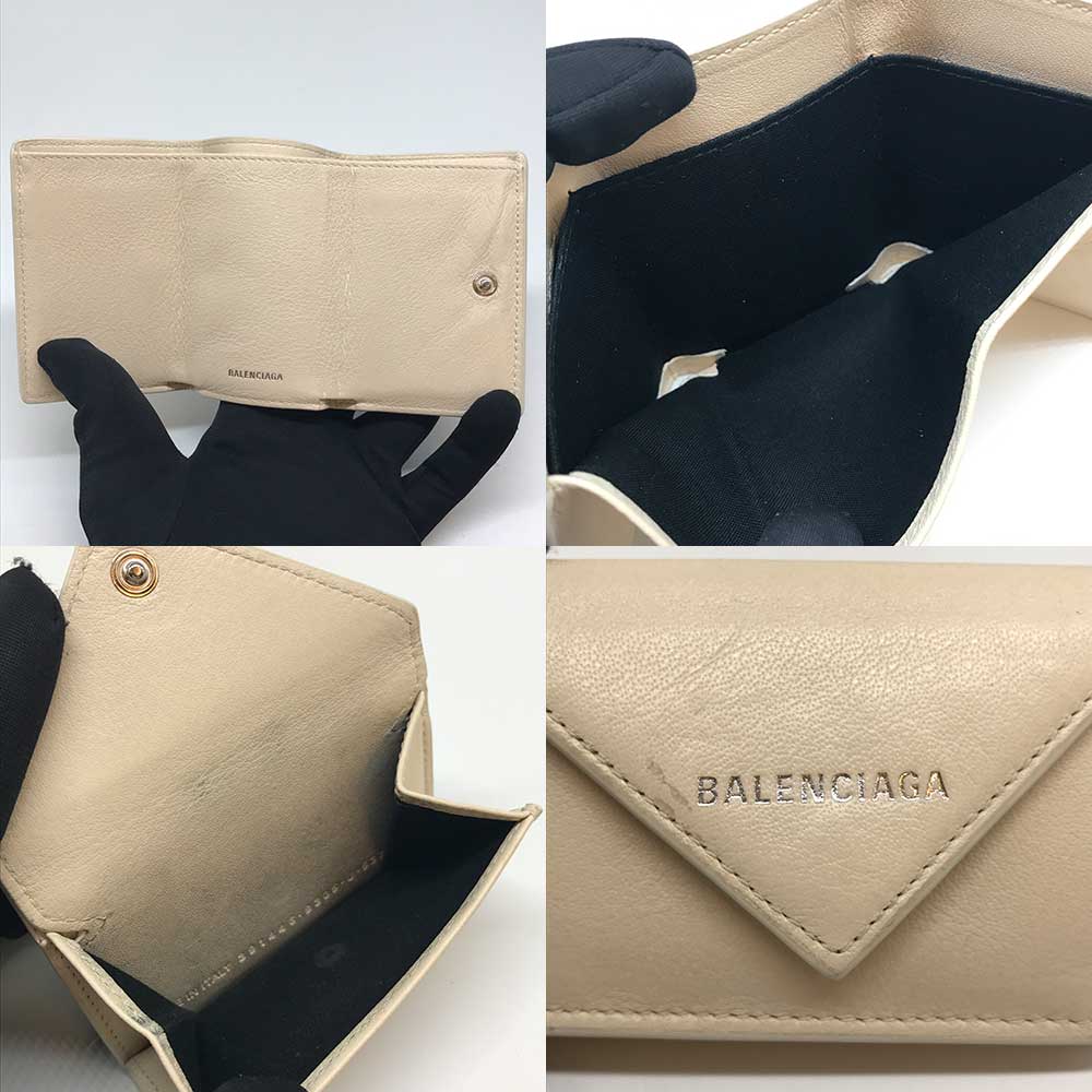 Balenciaga Paper Mini Wallet Ivory White Beige in Very Good Condition