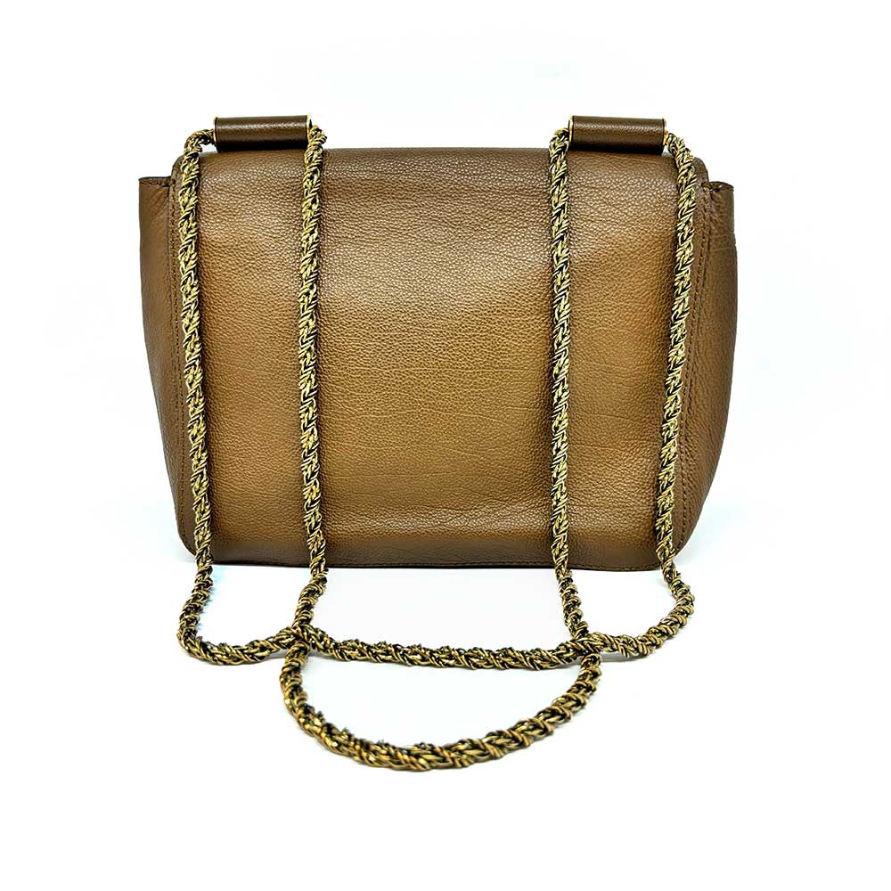 Chloe Elsie Leather Chain Shoulder Bag Brown in Very Good Condition