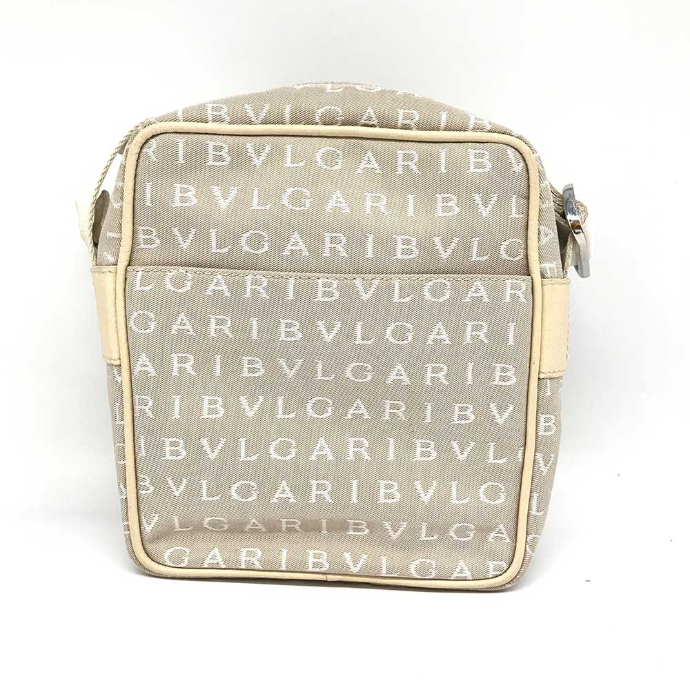 Bvlgari Canvas Shoulder Bag Ivory White in Very Good Condition