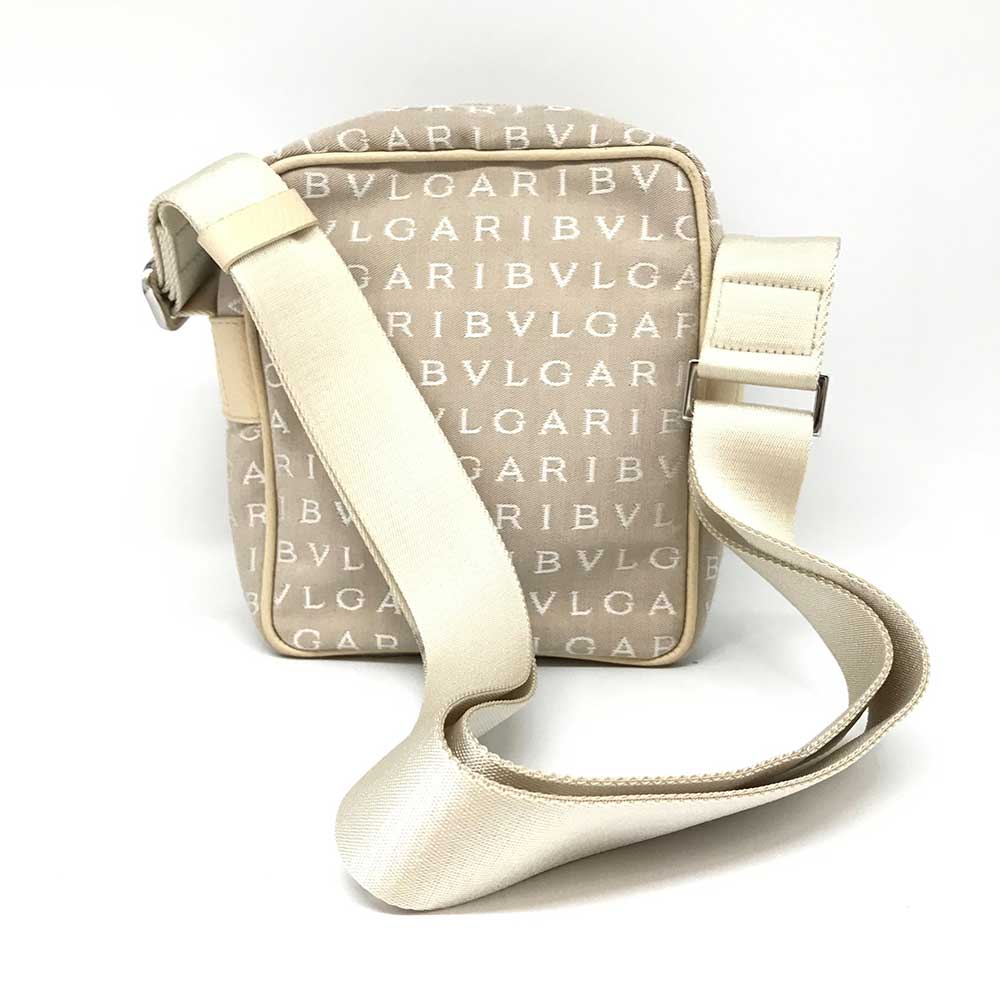 Bvlgari Canvas Shoulder Bag Ivory White