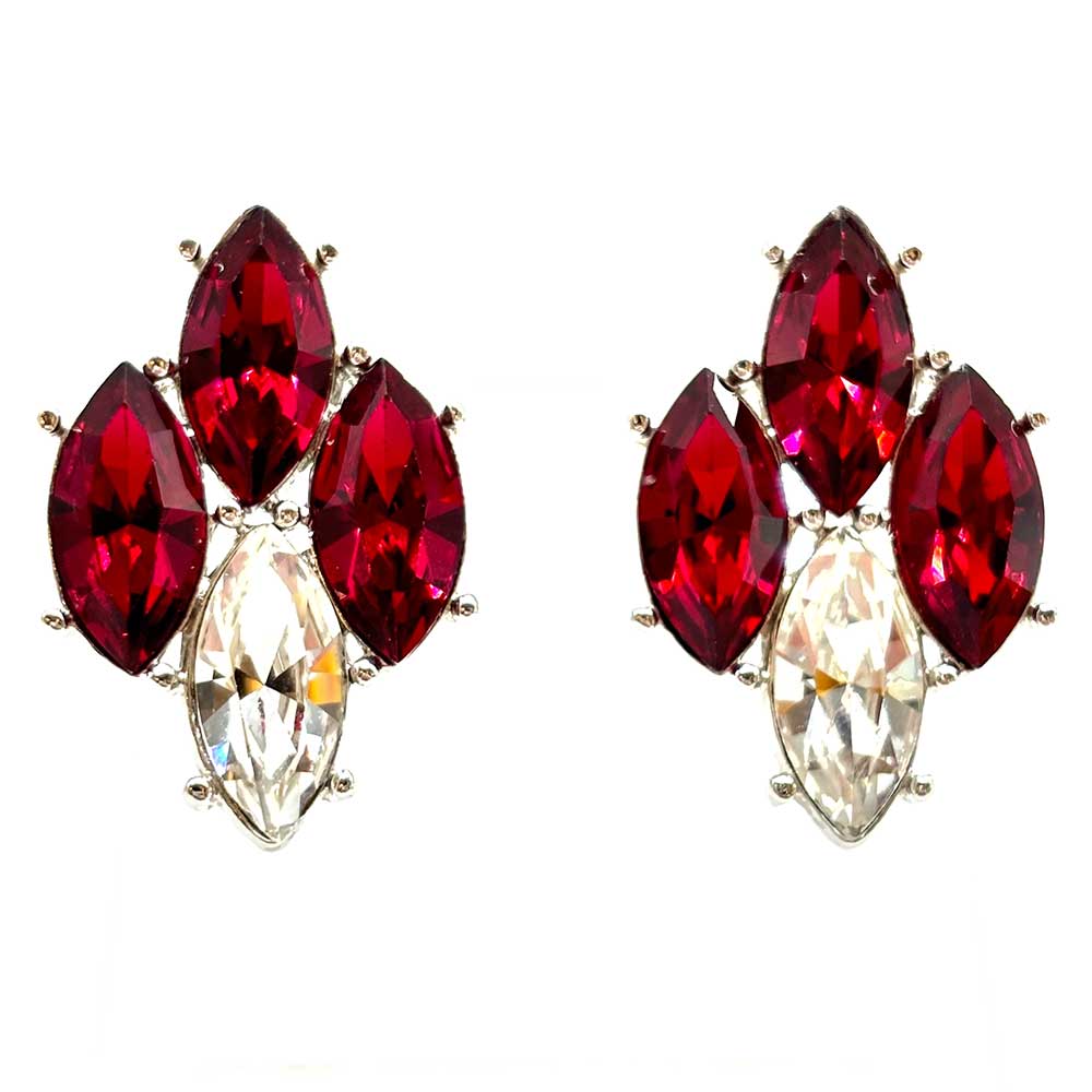 Yves Saint Laurent Red Crystal Fashion Earrings in Great Condition