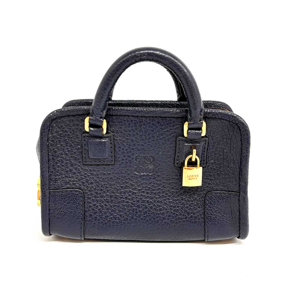 Loewe Micro Mini Amazona Leather Handbag Navy in Great Condition