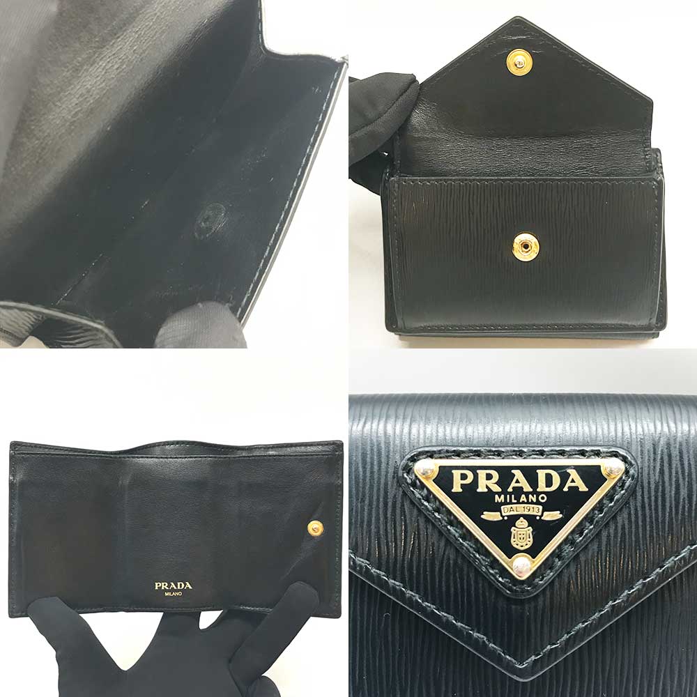 Prada Leather Mini Wallet Black